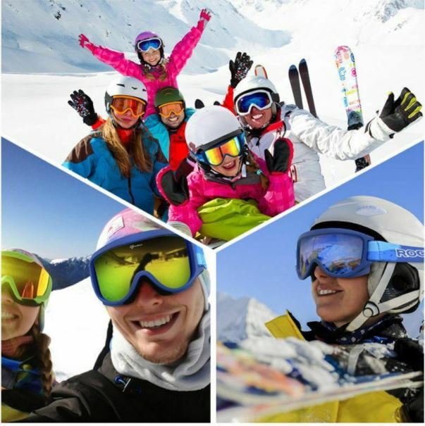 ROCKBROS Lunettes de ski pour femme homme enfant Lunettes de ski d'hiver anti-buée Bleu (enfants)