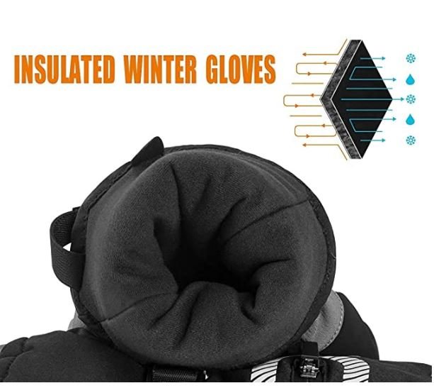 ROCKBROS Gants de Ski 2 en 1 Gants Printemps Automne Doigt Complet Coupe-Vent Gants Chauds pour Sports de Plein Air M