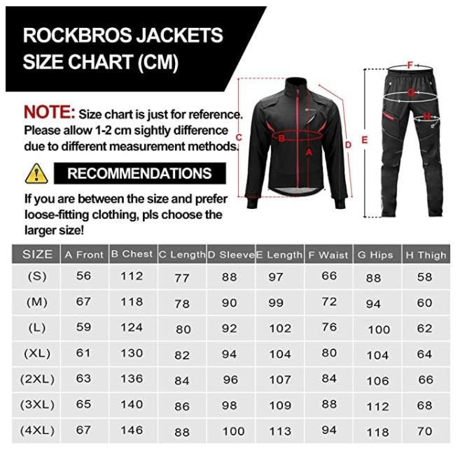ROCKBROS Ensemble de veste et pantalons de cyclisme d'hiver