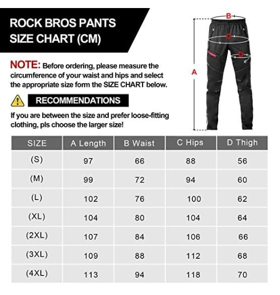 ROCKBROS YPK009-1S-4XL Pantalon de cyclisme décontracté long imperméable