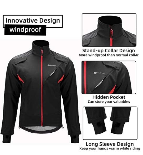 ROCKBROS YPW021 Veste d'hiver hommes coupe-vent imperméable décontracté