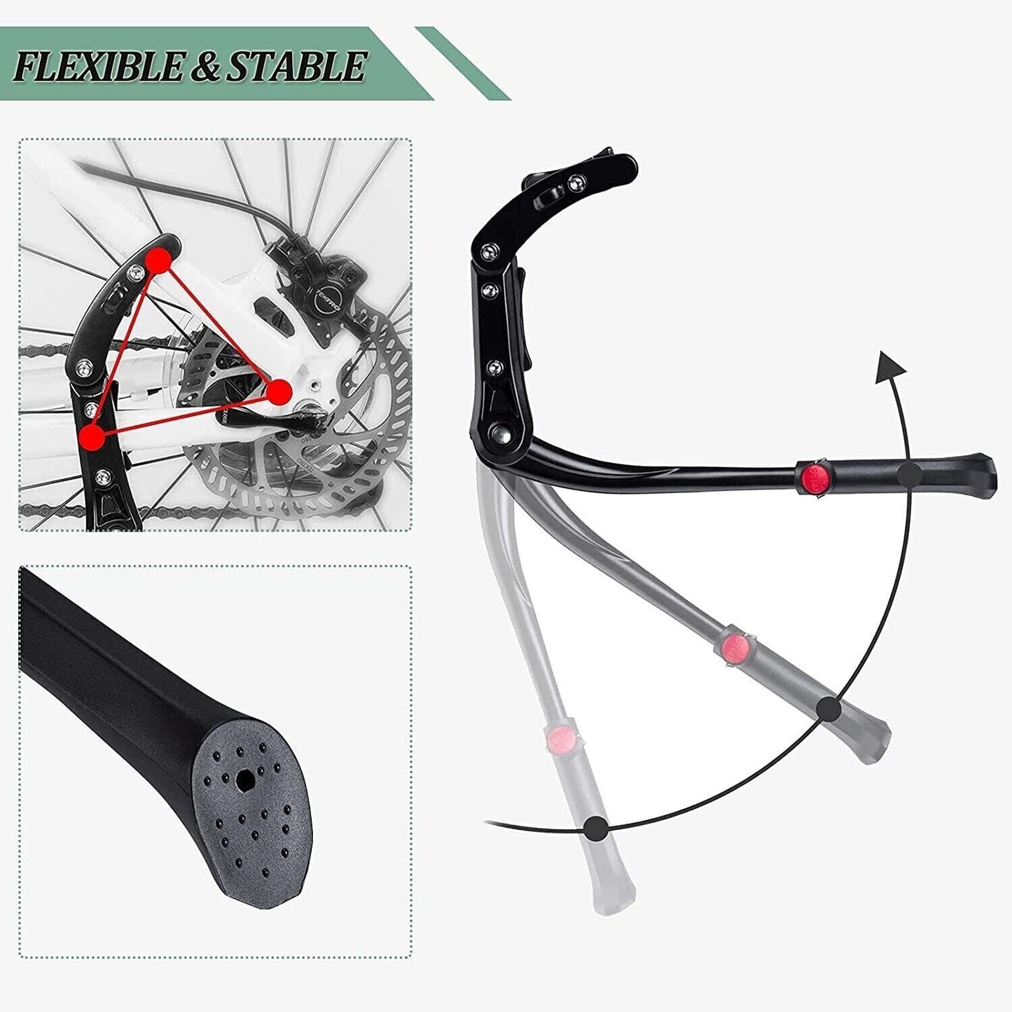 ROCKBROS support de vélo réglable en hauteur béquille latérale réglable 24-29 pouces en aluminium