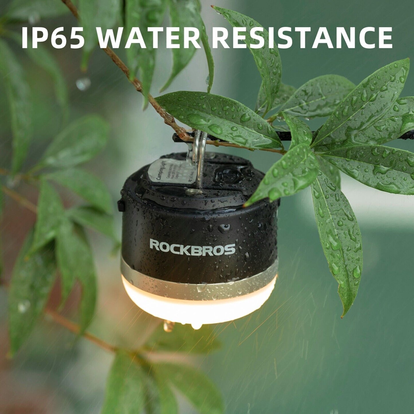 ROCKBROS Lanterne de Camping en Plein Air USB Lampes de Poche 600 Lumens IPX65 LED Batterie Rechargeable