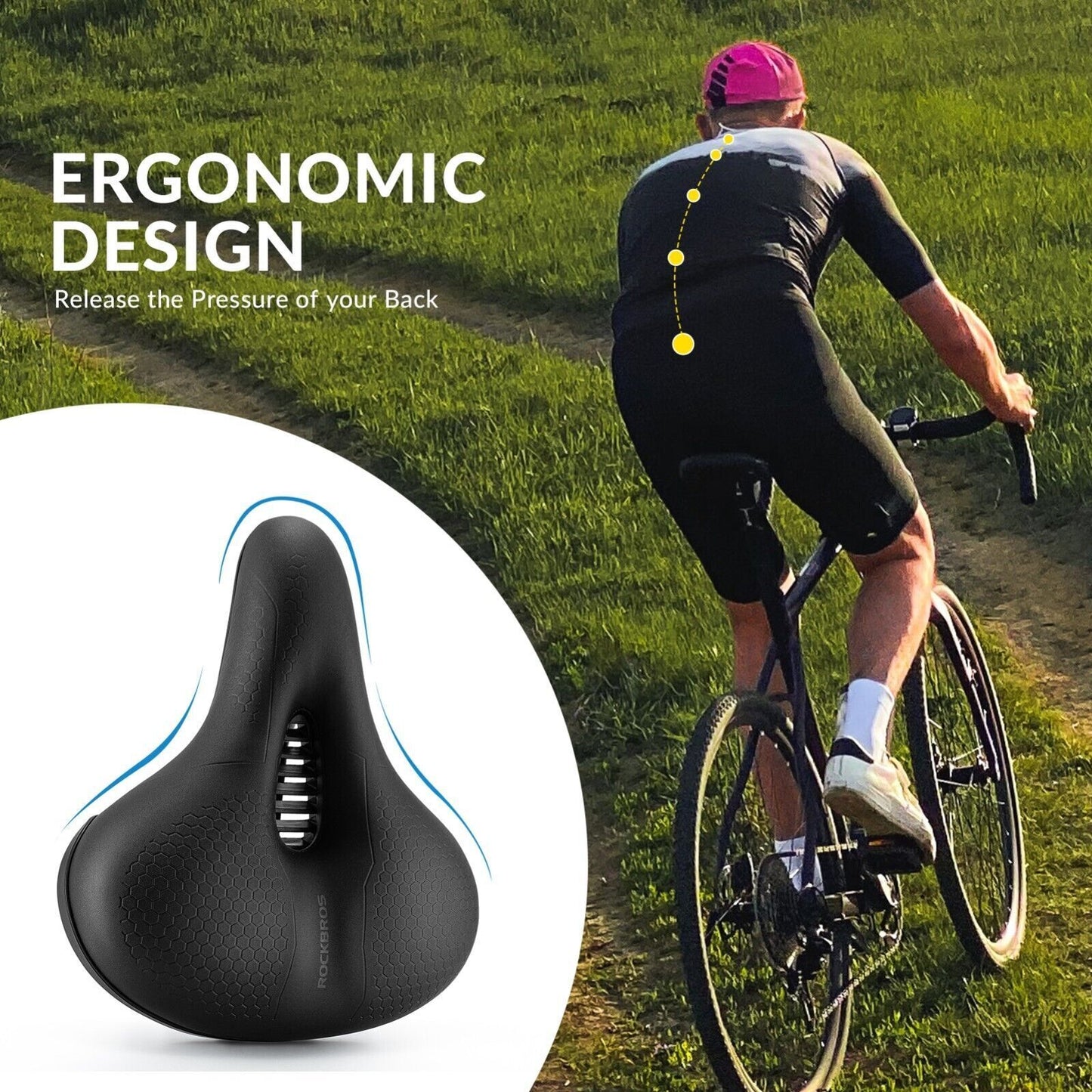 ROCKBROS selle de vélo siège de vélo mousse à mémoire de forme confortable ergonomique