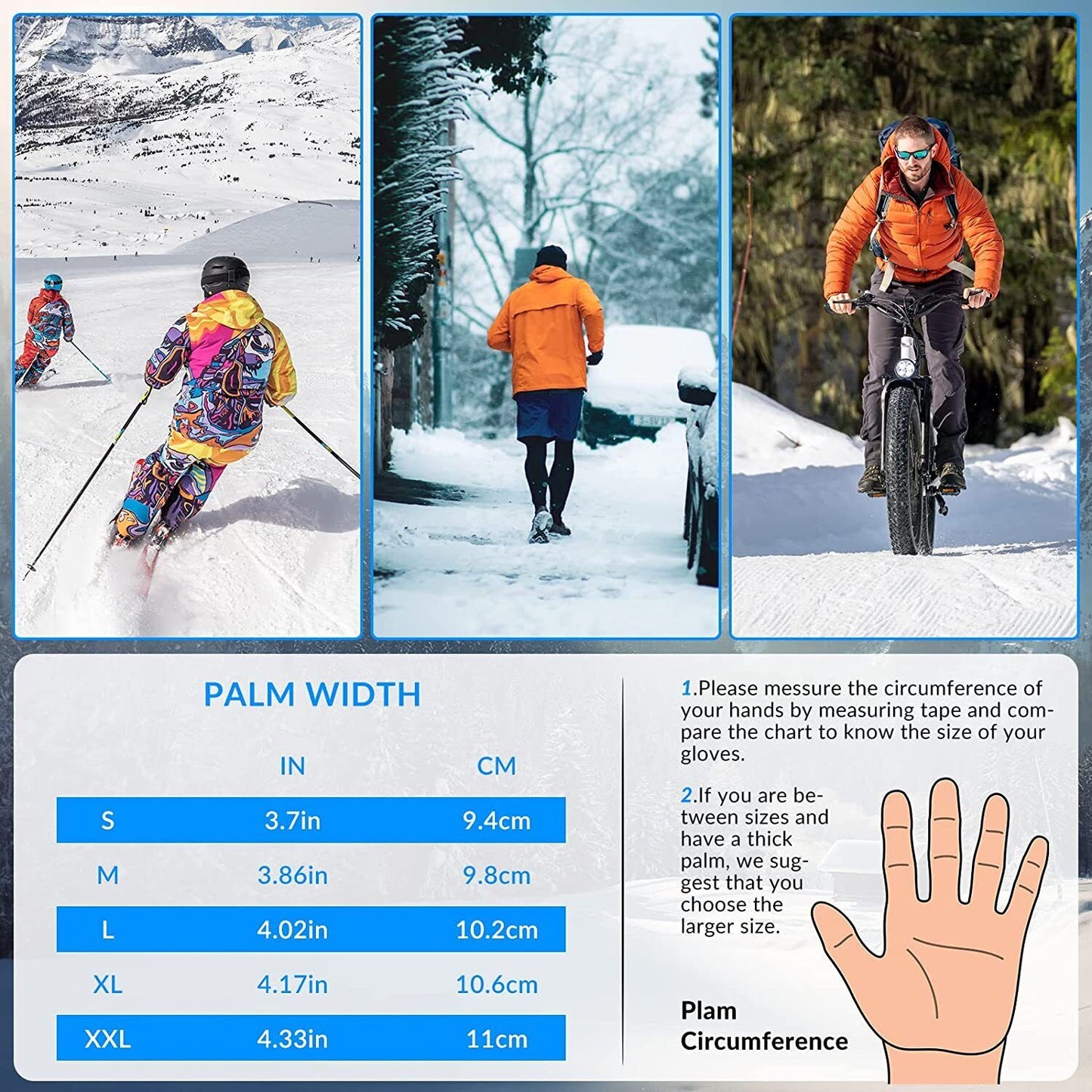 ROCKBROS Gants Cyclisme en hiver Écran Tactile Chaud Thermique Sport