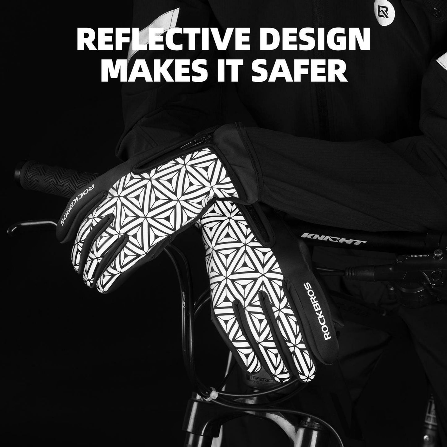 ROCKBROS S077-8 Moto Vélo Gants Écran Tactile Coupe-Vent Chaud Ski Sports VTT