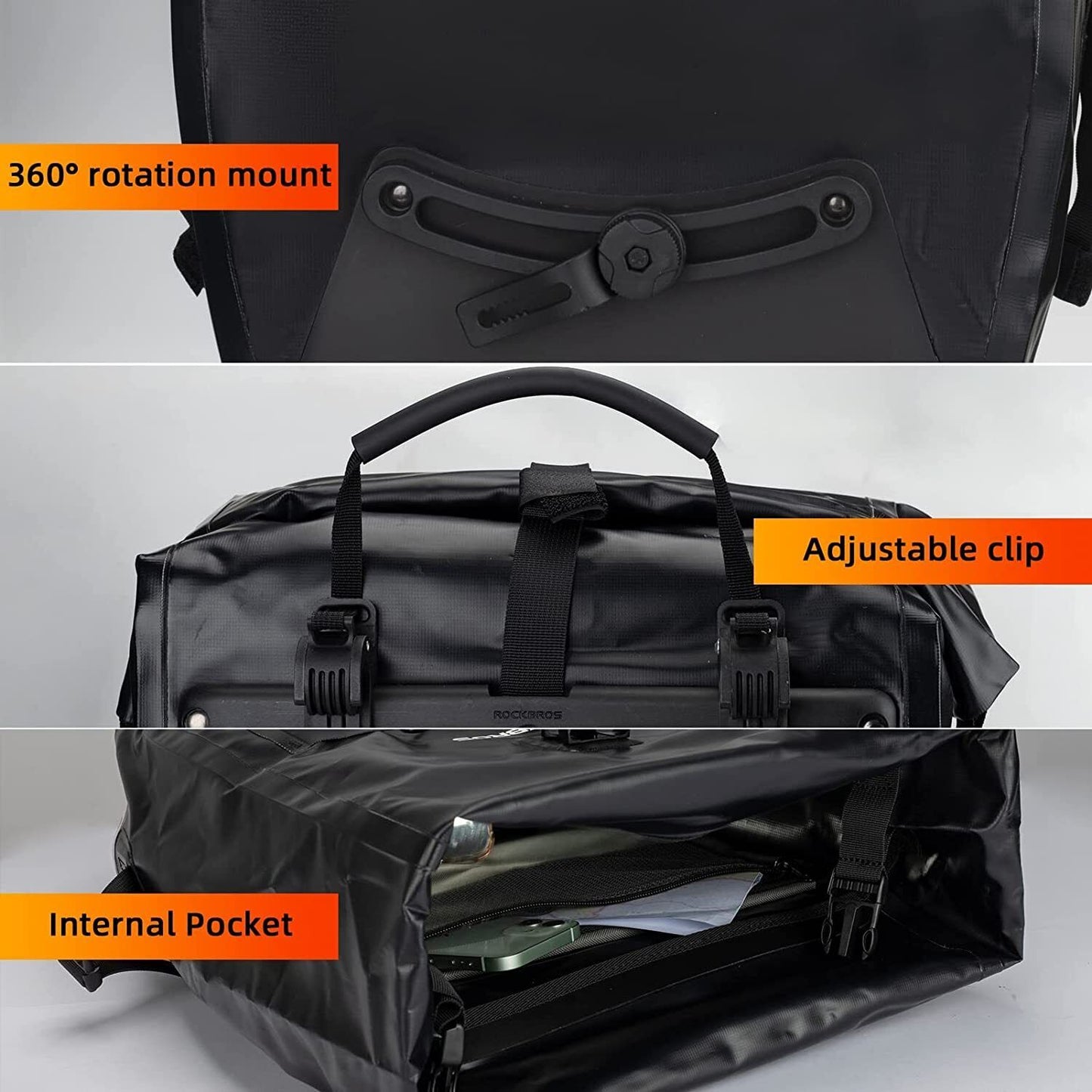 ROCKBROS sac porte-bagages étanche sacoches vélo sacoche 25L 5 couleurs