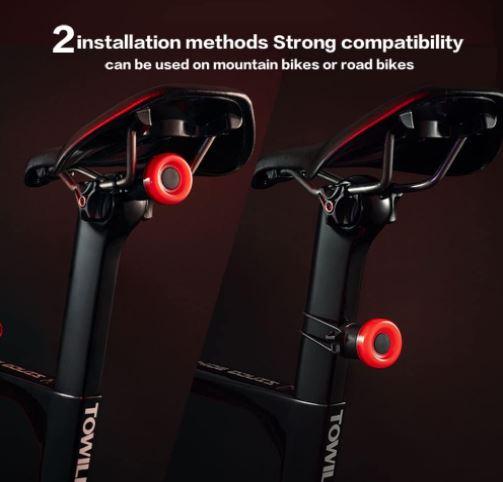 Feu arrière de vélo TOWILD avec capteur de freinage automatique Rechargeable par USB Étanche IPX7 3 modes de sécurité Ultra léger