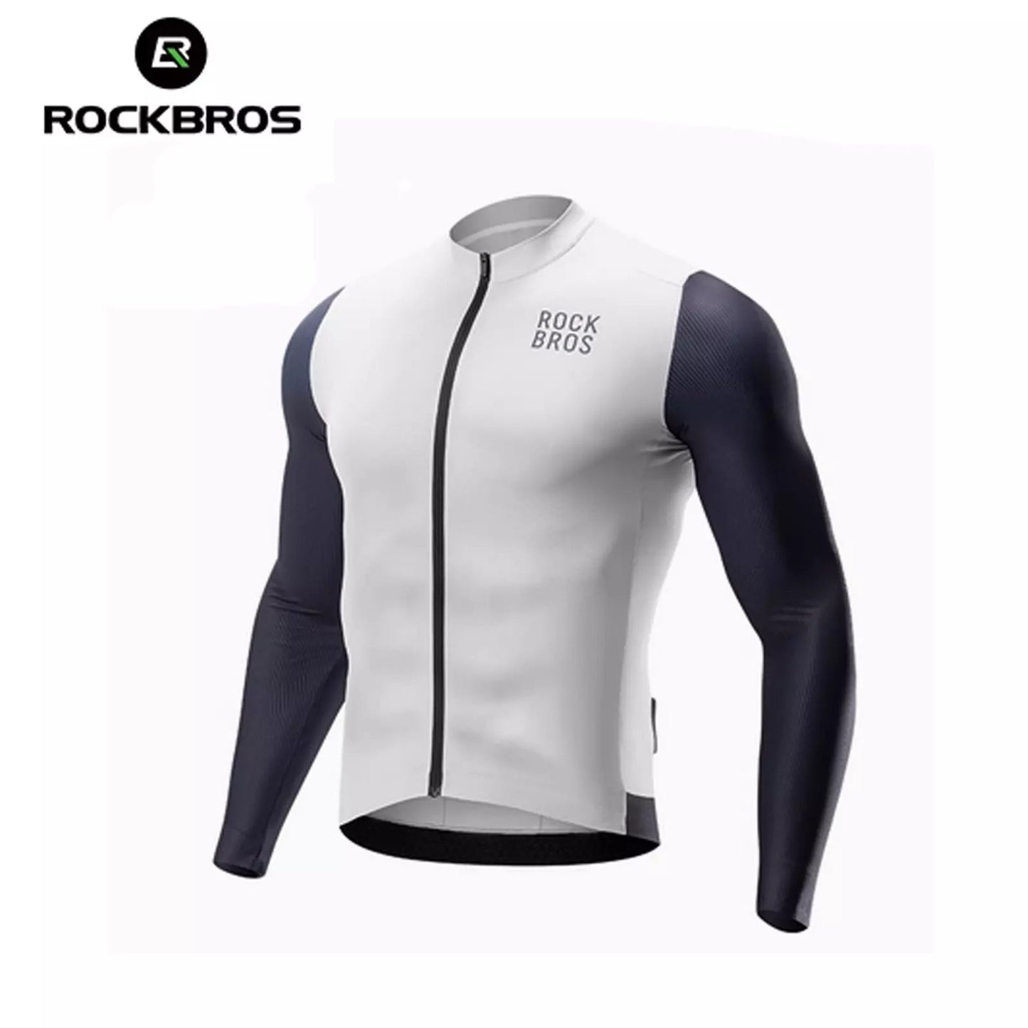 ROCKBROS Maillot de Cyclisme à Manches Longues Maillot de Cyclisme pour Homme Respirant Séchage Rapide Vêtements de Cyclisme Fermeture Éclair avec 3 Poches T-Shirt pour Homme Vélo de Route VTT Taille Européenne