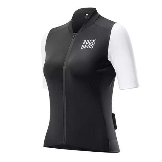 ROCKBROS Maillot de cyclisme pour femme à manches courtes - Veste de vélo d'été - Maillot de vélo de route avec 3 poches arrière - Vêtements de cyclisme VTT respirants