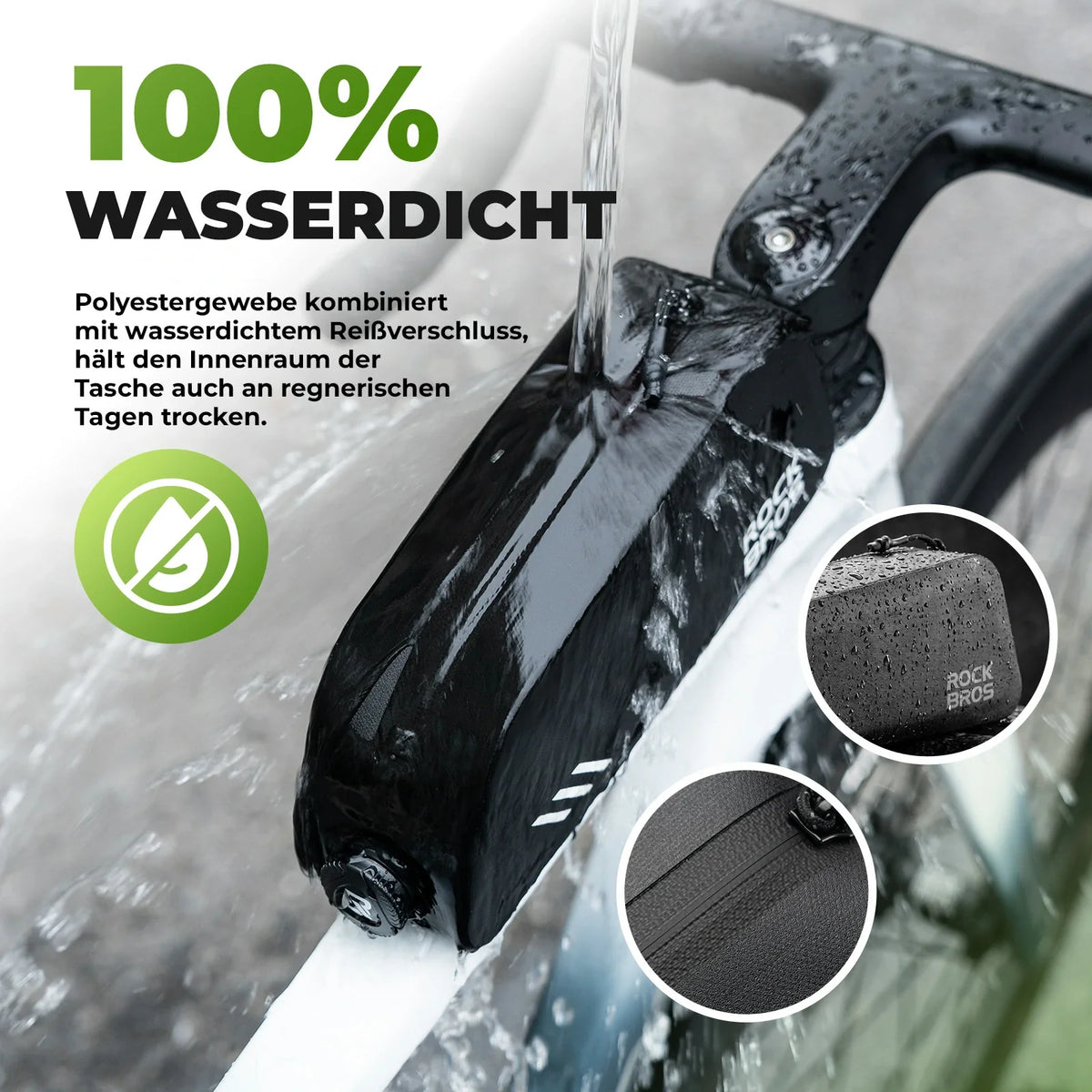 ROCKBROS 0,9L Sac de tube supérieur de vélo Étanche Fermeture à vis