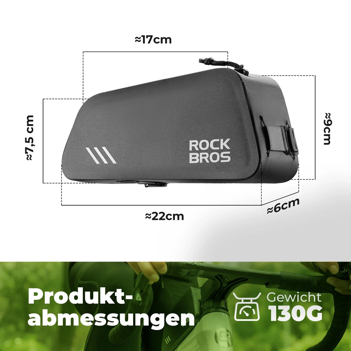 ROCKBROS 0,9L Sac de tube supérieur de vélo Étanche Fermeture à vis