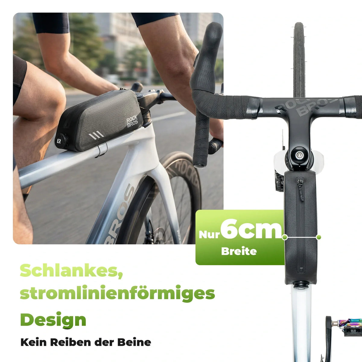 ROCKBROS 0,9L Sac de tube supérieur de vélo Étanche Fermeture à vis