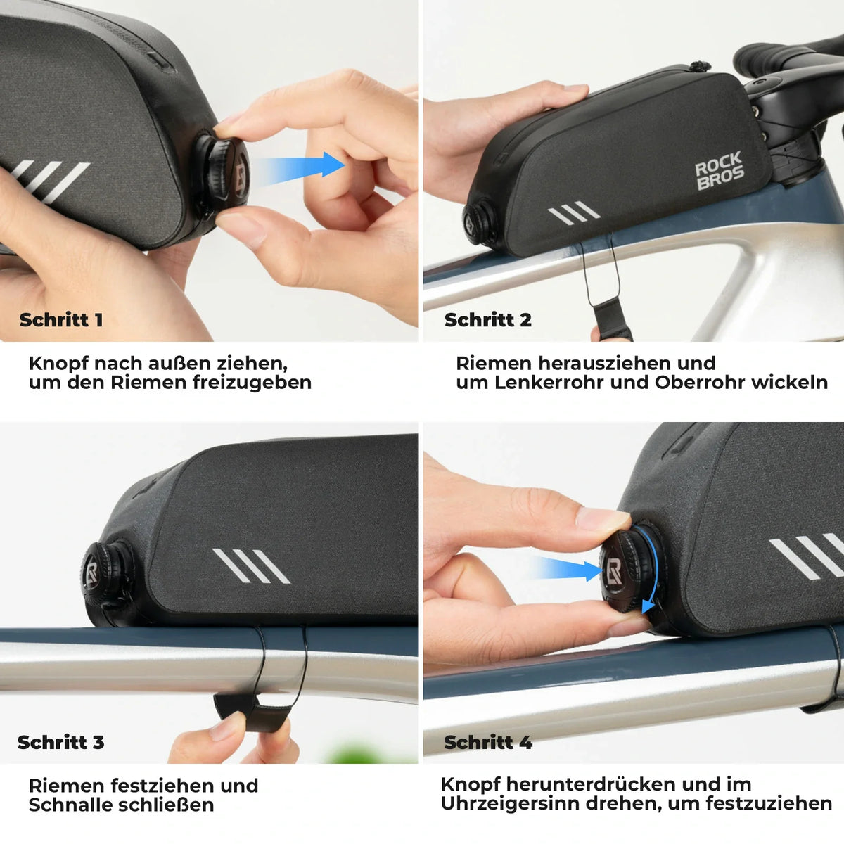 ROCKBROS 0,9L Sac de tube supérieur de vélo Étanche Fermeture à vis