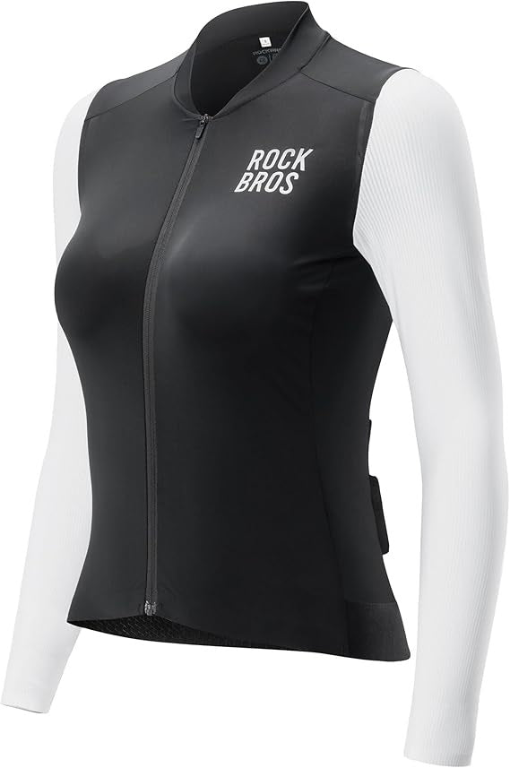 ROCKBROS Maillot de cyclisme pour femme à manches longues - Veste de vélo d'été - Maillot de vélo de route avec 3 poches arrière - Vêtements de cyclisme VTT respirants