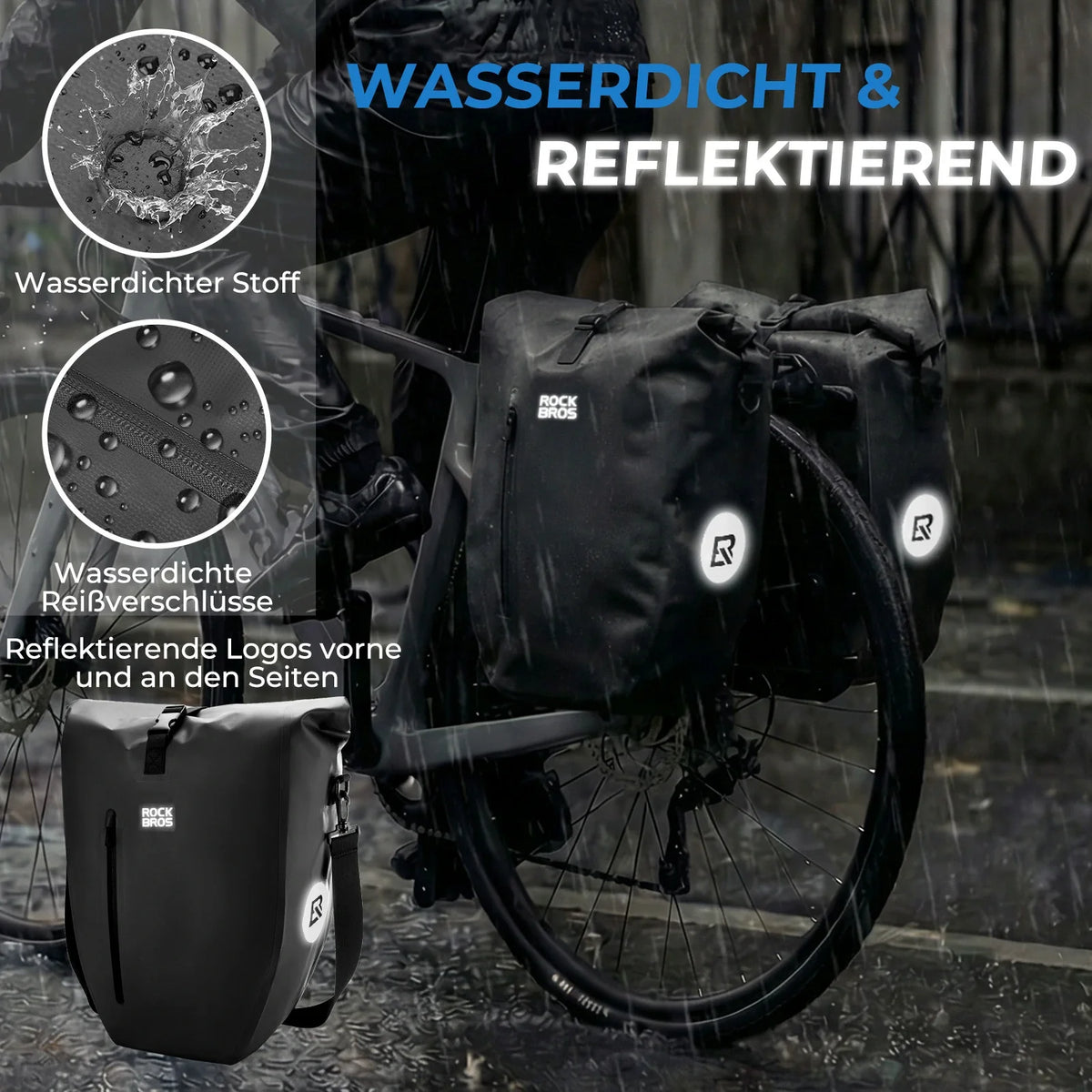 ROCKBROS 15L-20L Sac de porteur vélo 3-en-1