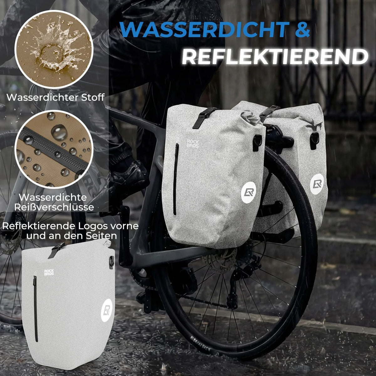 ROCKBROS 15L-20L Sac de porteur vélo 3-en-1