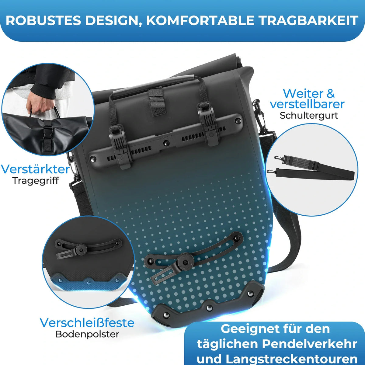 ROCKBROS 15L-20L Sac de porteur vélo 3-en-1