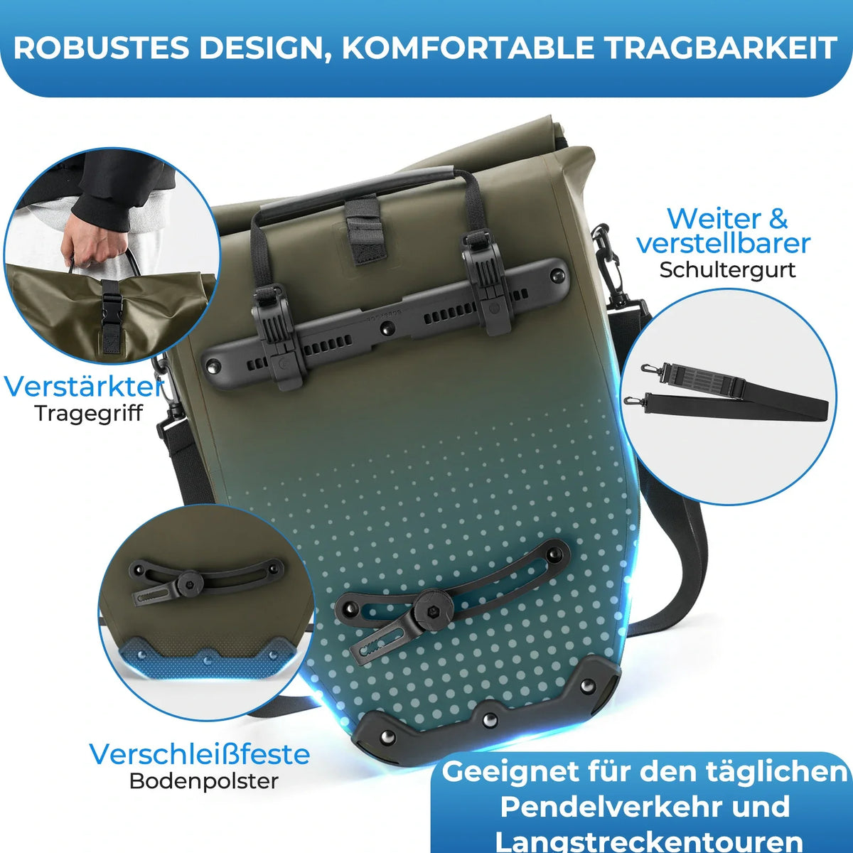 ROCKBROS 15L-20L Sac de porteur vélo 3-en-1