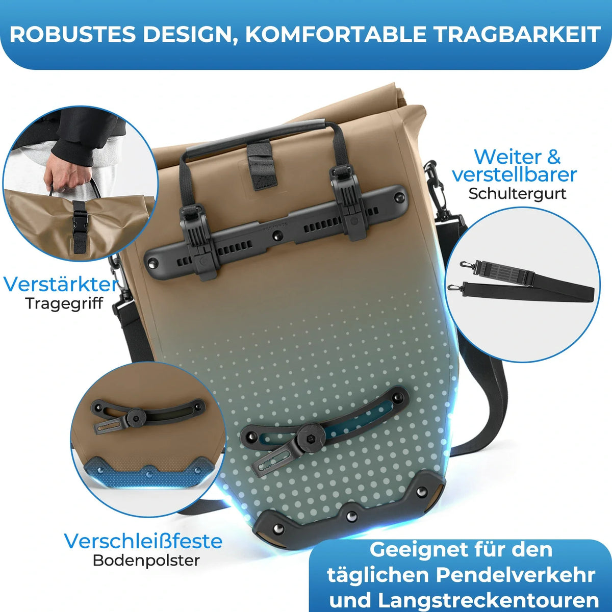 ROCKBROS 15L-20L Sac de porteur vélo 3-en-1