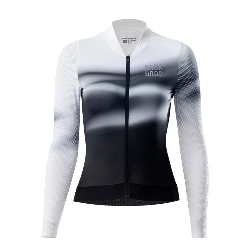 ROCKBROS Maillot de Cyclisme Femme Manches Longues Dégradé de Couleur Maillot de Cyclisme VTT Respirant