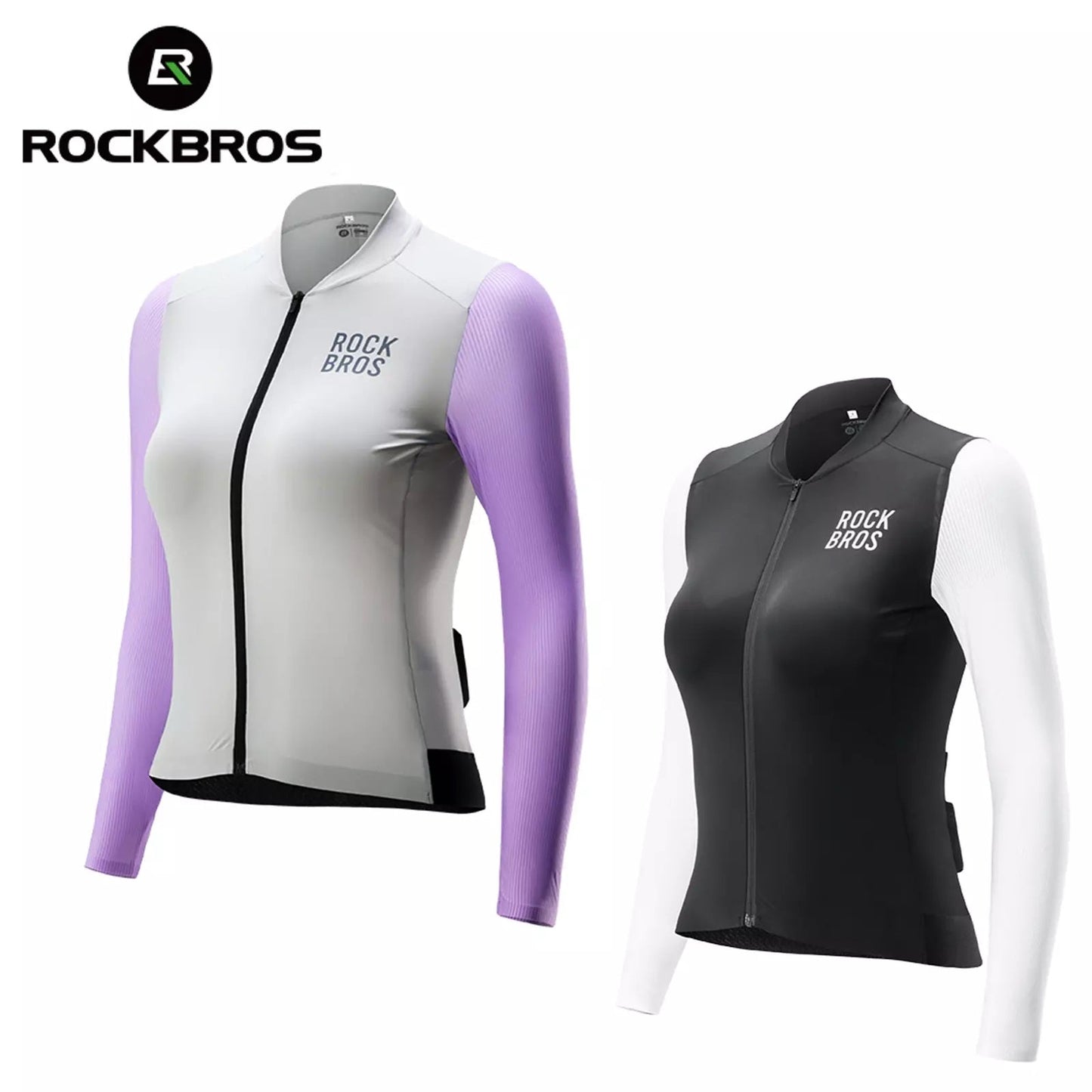 ROCKBROS Maillot de cyclisme pour femme à manches longues - Veste de vélo d'été - Maillot de vélo de route avec 3 poches arrière - Vêtements de cyclisme VTT respirants