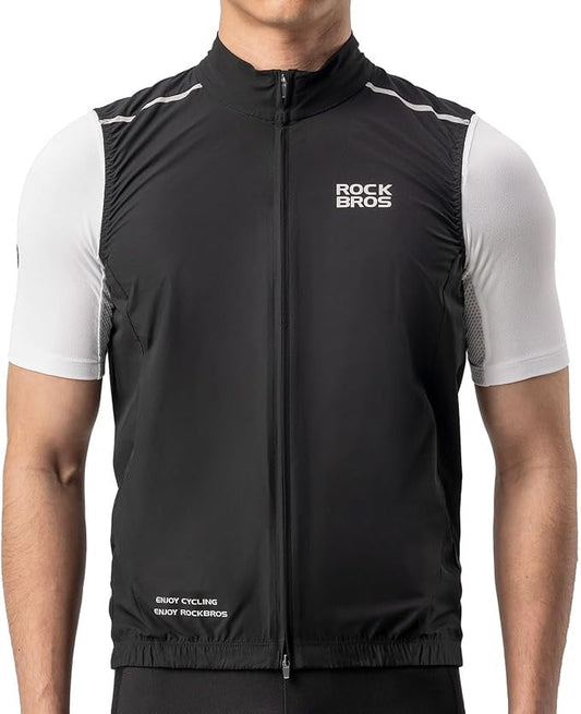 ROCKBROS – gilet coupe-vent de sport pour cyclisme, gilet d'avertissement coupe-vent, veste sans manches pour vélo, gilet softshell hydrofuge