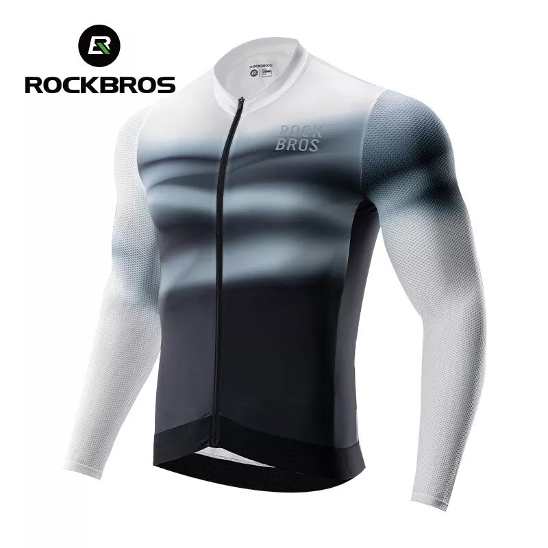 ROCKBROS Maillot de cyclisme pour homme, maillot de cyclisme à manches longues, maillot de vélo pour cyclisme, VTT, vélo de route, vêtements de cyclisme, respirant, séchage rapide