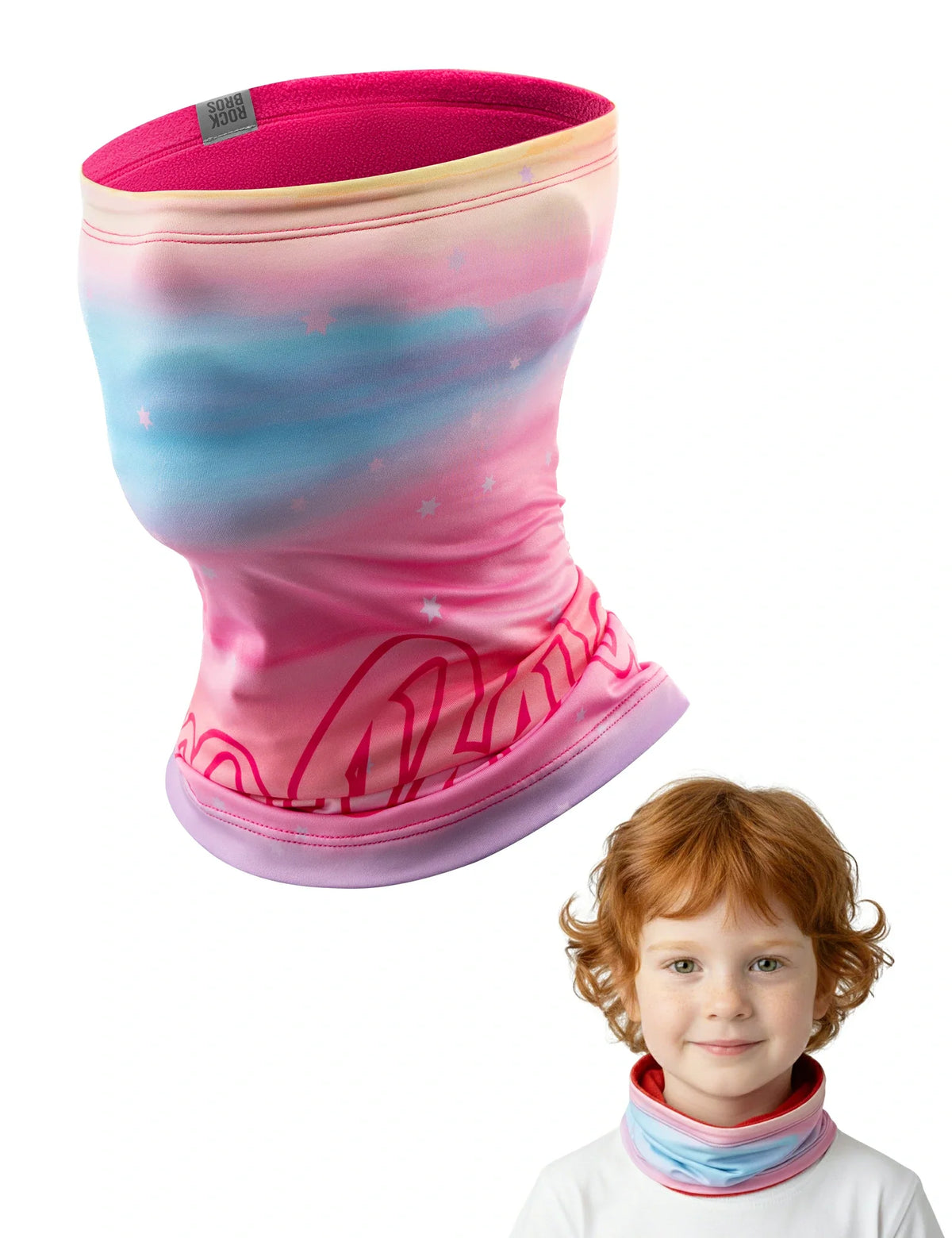 ROCKBROS 2-en-1 Écharpe tube & Bonnet pour enfants réversible Châle cervical chauffant Multifonction