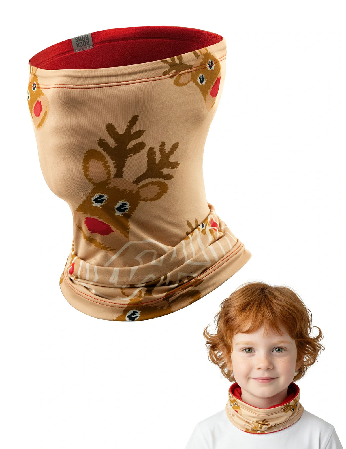 ROCKBROS 2-en-1 Écharpe tube & Bonnet pour enfants réversible Châle cervical chauffant Multifonction