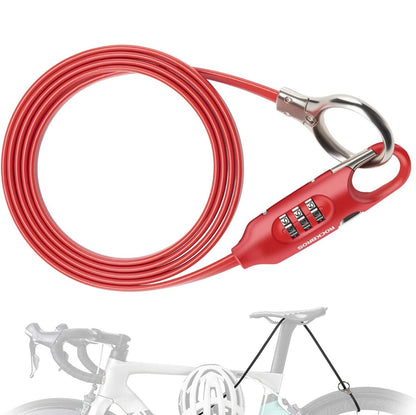 ROCKBROS câble antivol de vélo 150cm avec code numérique antivol pour vélo scooter bébé poussette rouge/noir