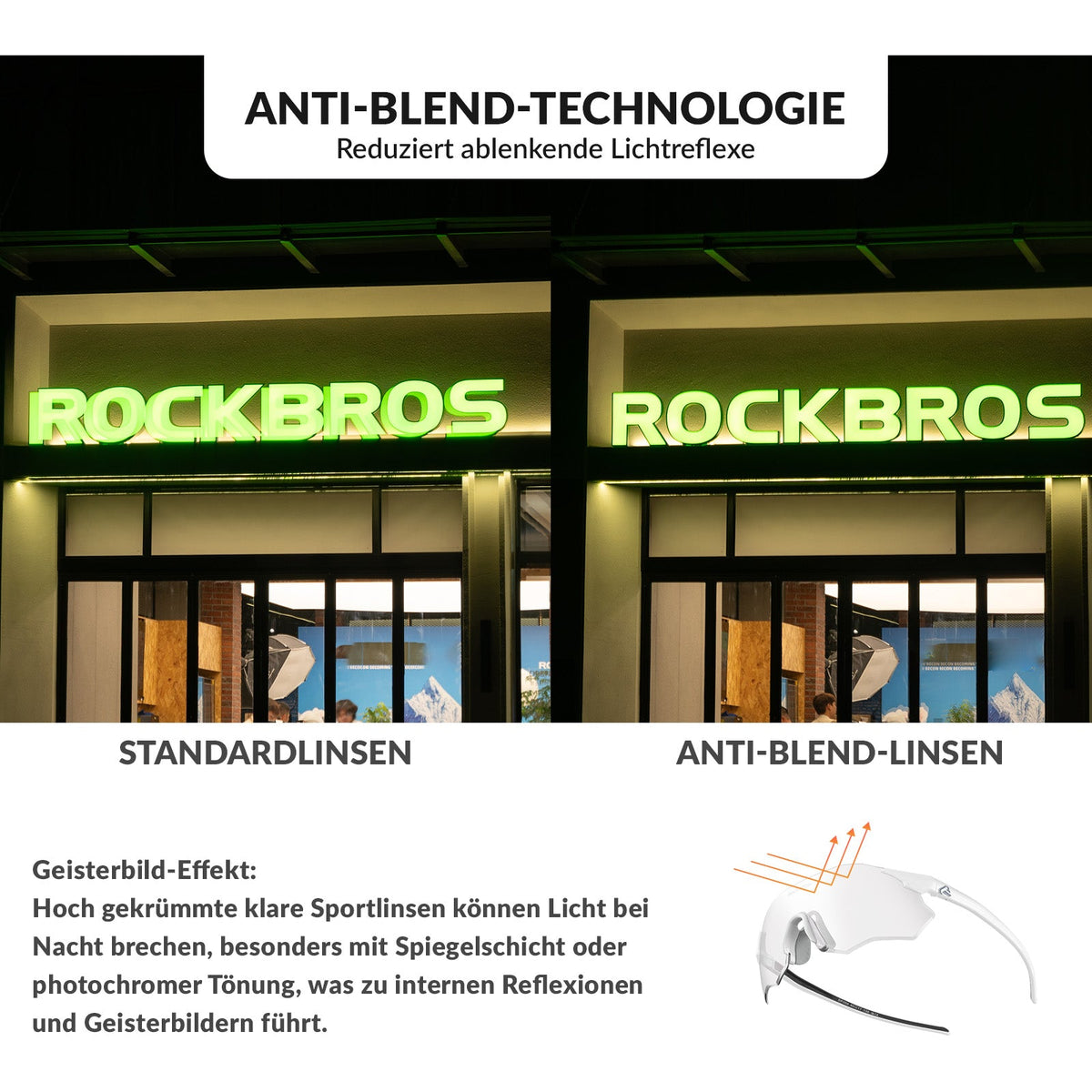 ROCKBROS Lunettes de vélo photochromatiques Protection UV400 Sans monture -SWIFT