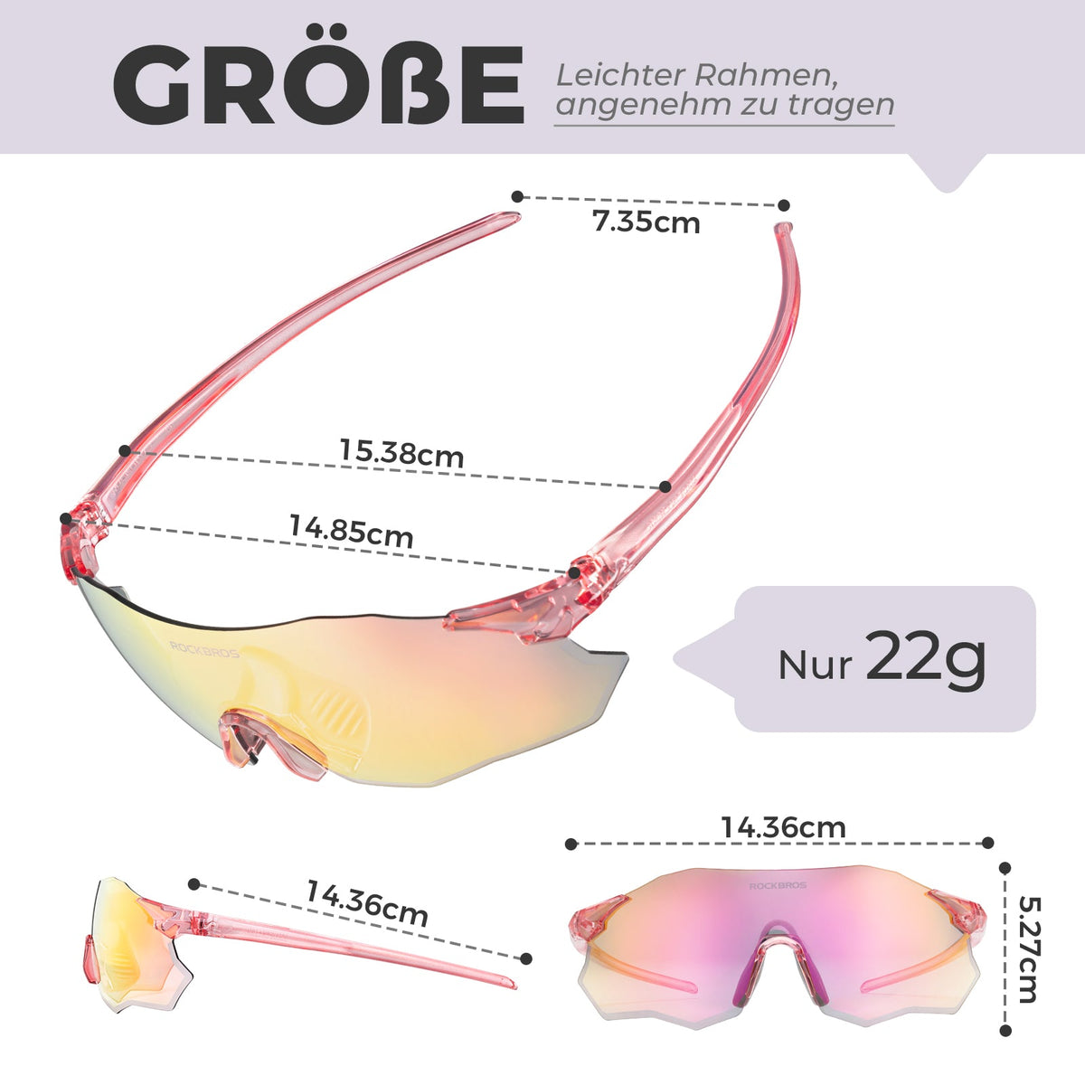 ROCKBROS Lunettes de vélo photochromatiques Protection UV400 Sans monture -SWIFT