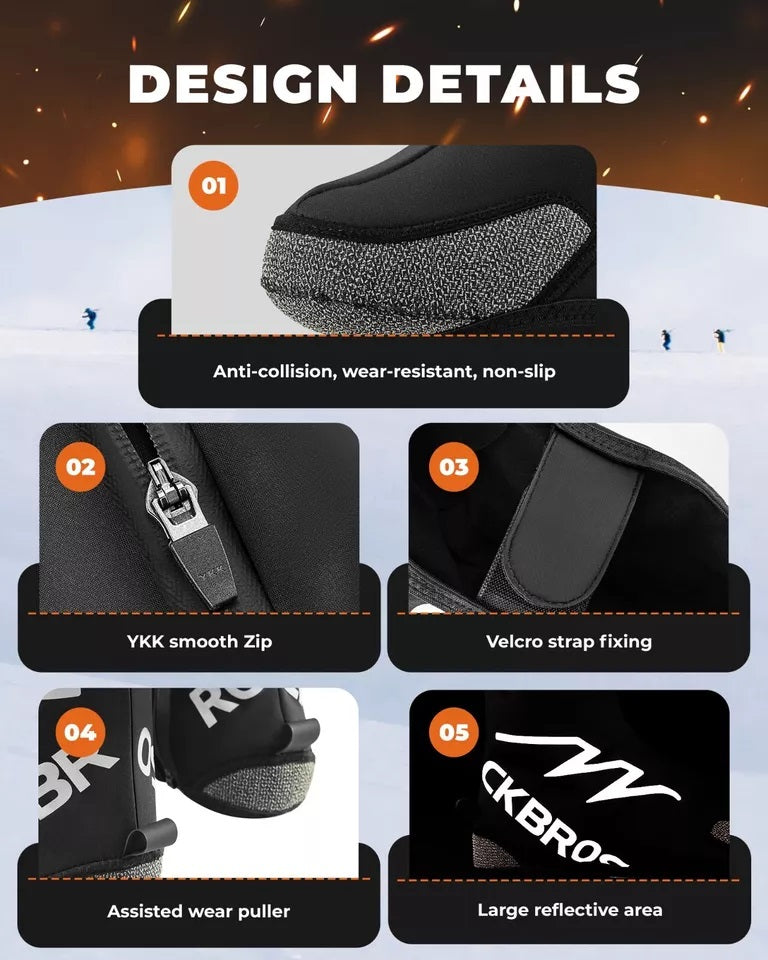 ROCKBROS Couvre-chaussures chauffantes hiver chaud avec batterie 5000 mAh couvre-chaussures d'hiver couvre-chaussures thermiques résistant à l'eau coupe-vent pardessus de vélo pour femmes/hommes