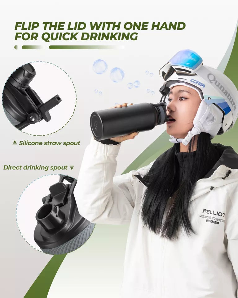 ROCKBROS Gourde en acier inoxydable 550ml/650ml/1000ml/1200ml bouteille isotherme sans BPA gourde de vélo