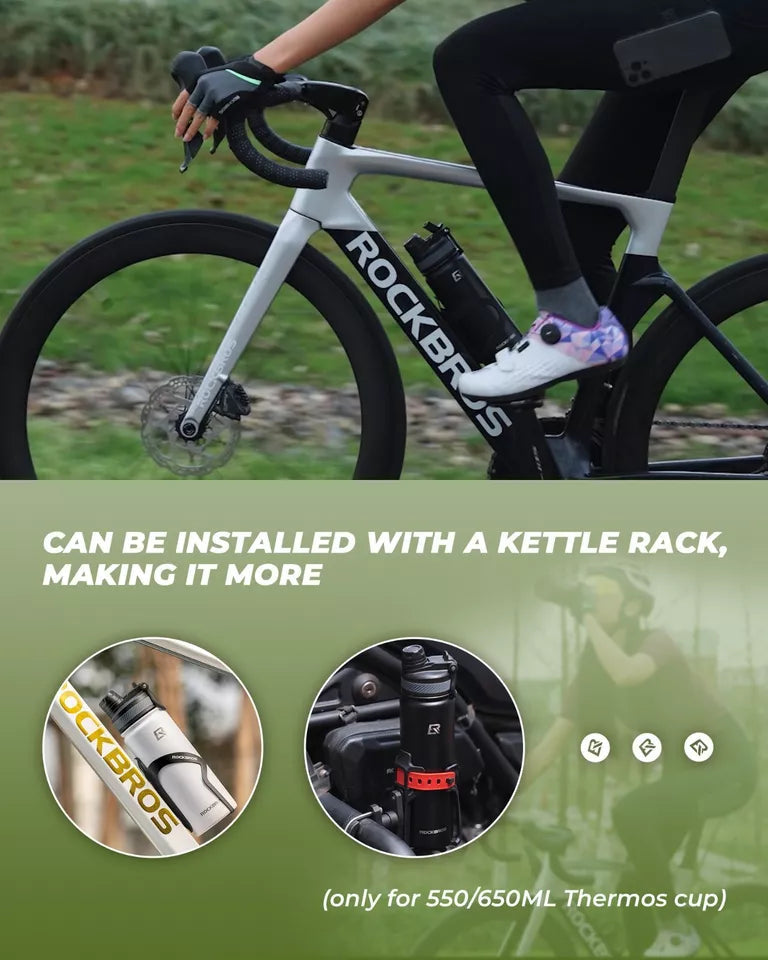 ROCKBROS Gourde en acier inoxydable 550ml/650ml/1000ml/1200ml bouteille isotherme sans BPA gourde de vélo