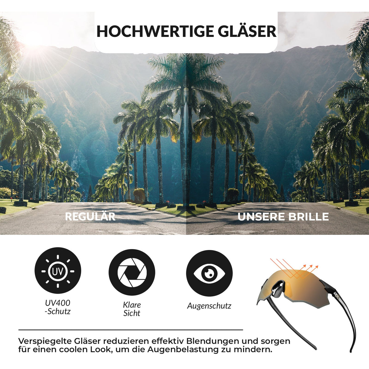 ROCKBROS Lunettes de vélo photochromatiques Protection UV400 Sans monture -SWIFT