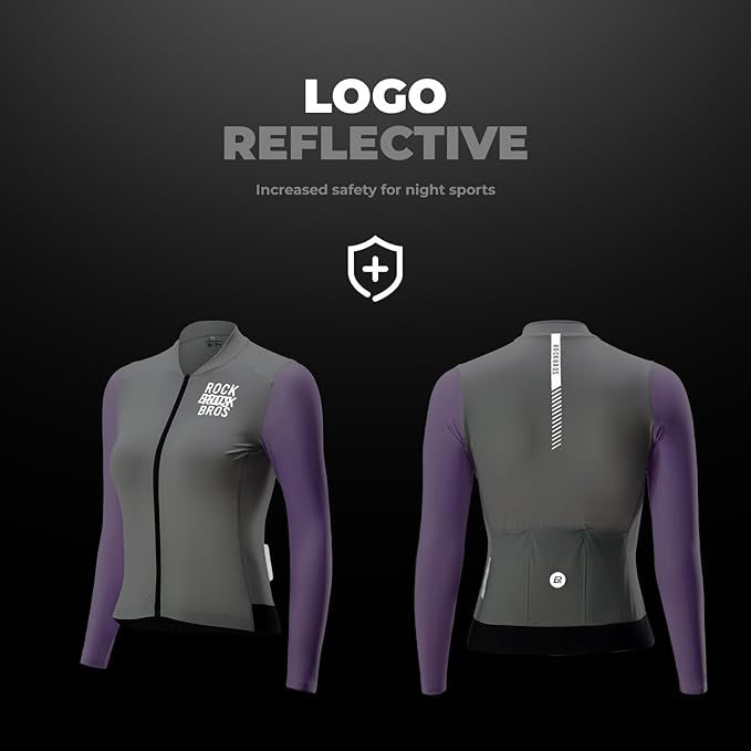 ROCKBROS Maillot de cyclisme pour femme à manches longues - Veste de vélo d'été - Maillot de vélo de route avec 3 poches arrière - Vêtements de cyclisme VTT respirants