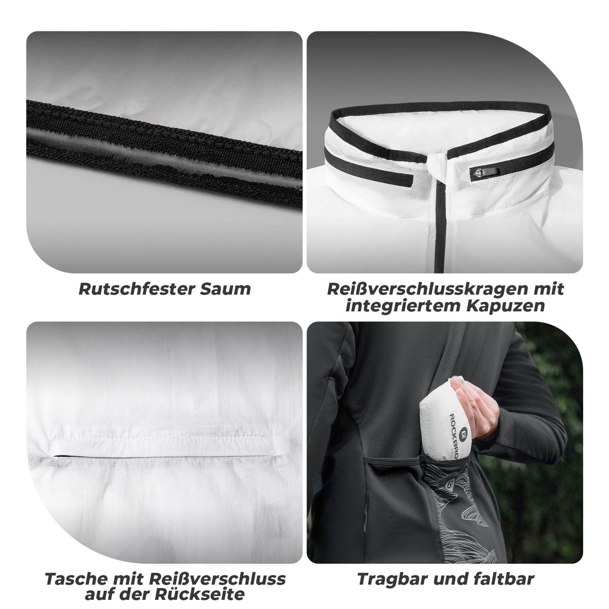 ROCKBROS Veste de Vélo Légère Réfléchissante Pliable Été Hommes/Femmes