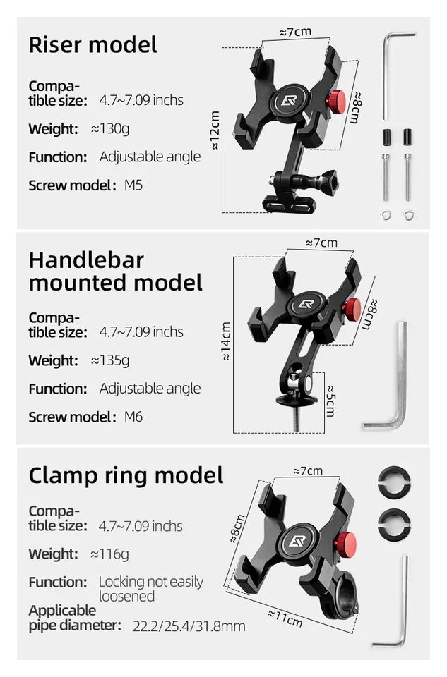 ROCKBROS support de téléphone portable de vélo support de téléphone de guidon pour smartphone 4,7-7,09 pouces