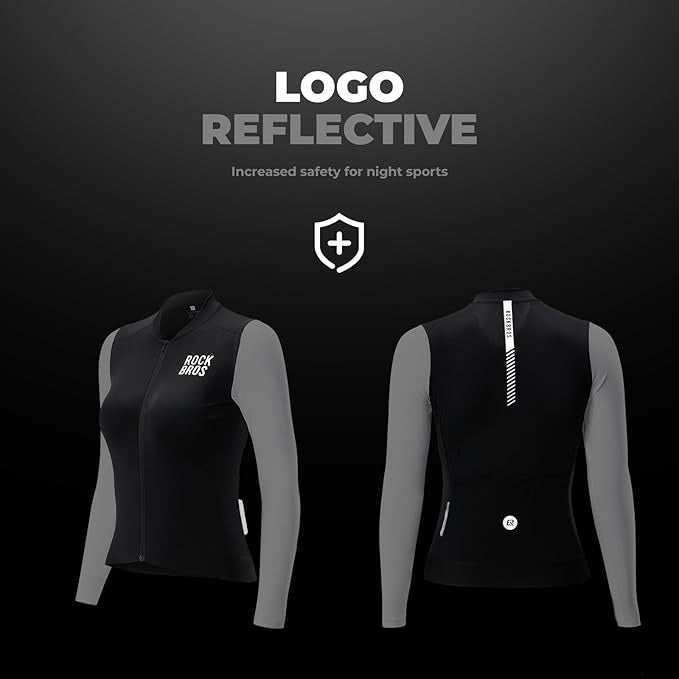 ROCKBROS Maillot de cyclisme pour femme à manches longues - Veste de vélo d'été - Maillot de vélo de route avec 3 poches arrière - Vêtements de cyclisme VTT respirants