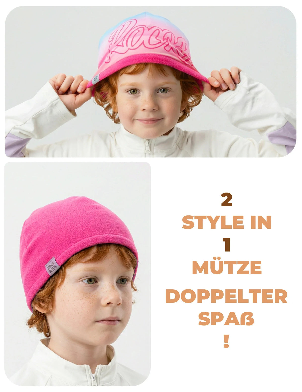 ROCKBROS Bonnet réversible pour enfants doux élastique coupe-vent 48-54cm