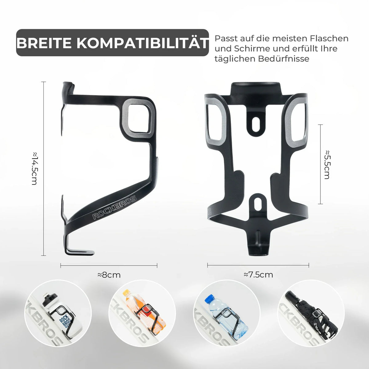 ROCKBROS Porte-bidon de vélo en aluminium 27g pour bidons jusqu'à 75mm