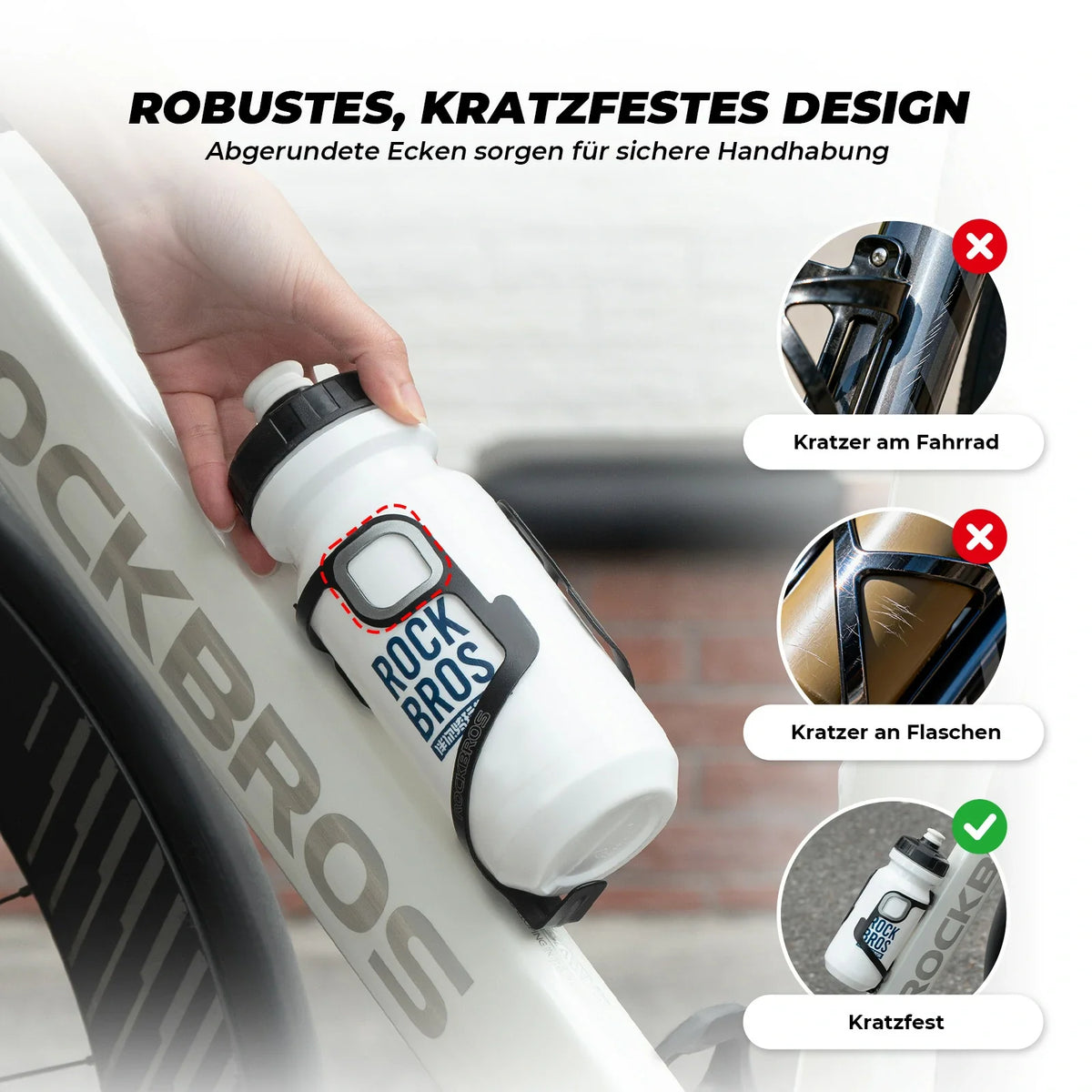 ROCKBROS Porte-bidon de vélo en aluminium 27g pour bidons jusqu'à 75mm