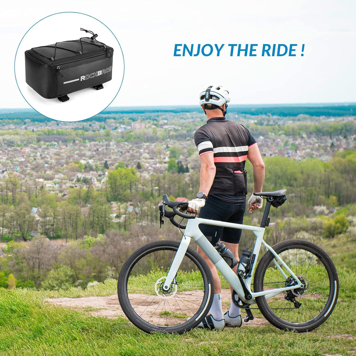 ROCKBROS Sac de porte-bagages de vélo réfléchissant 5,2L-8L avec protection contre la pluie