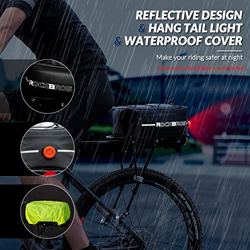 ROCKBROS Sac de porte-bagages de vélo réfléchissant 5,2L-8L avec protection contre la pluie