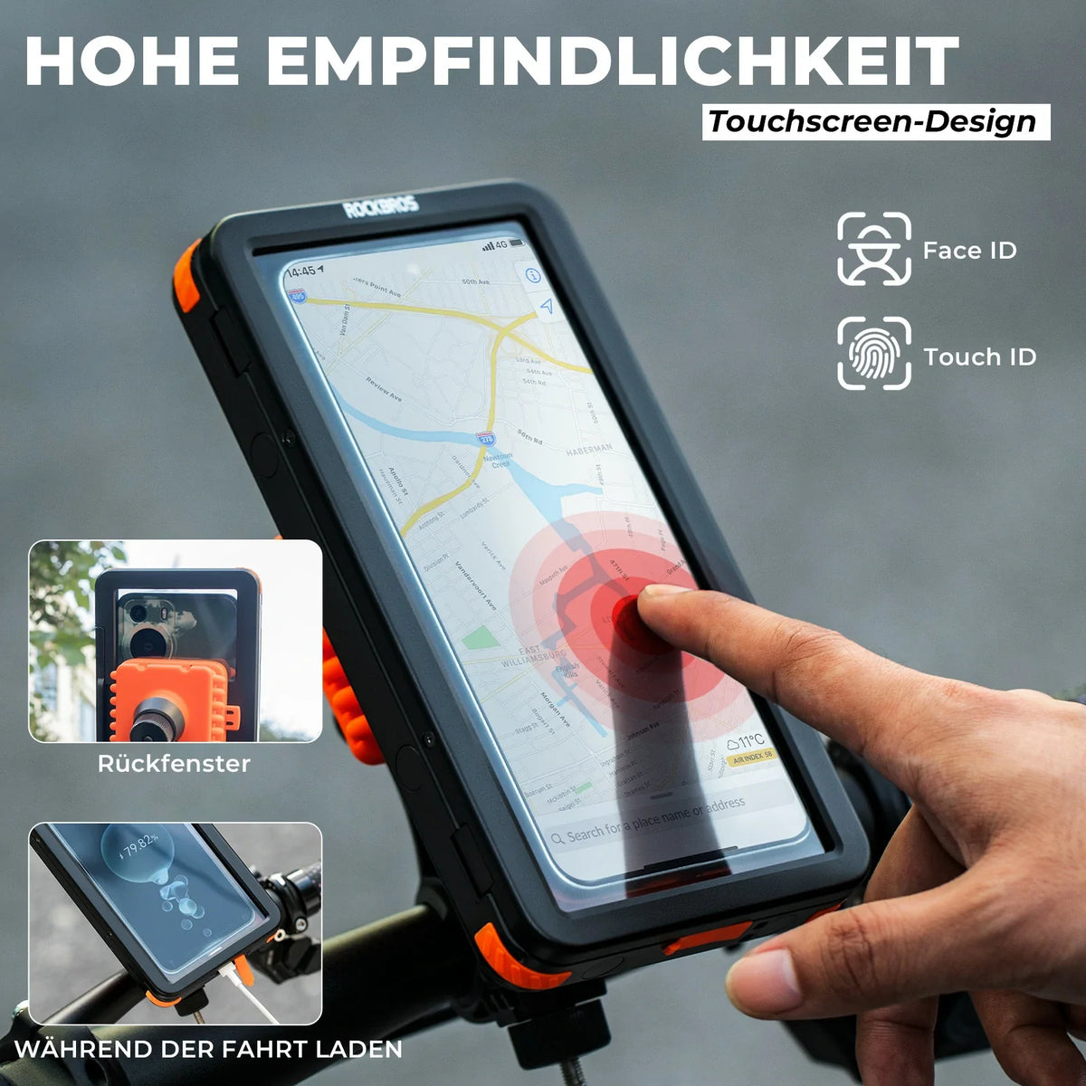 ROCKBROS Support de Téléphone Magnétique pour Vélo, Smartphones 4,7–6,9 pouces, Support de Guidon 22,2–31,8 mm