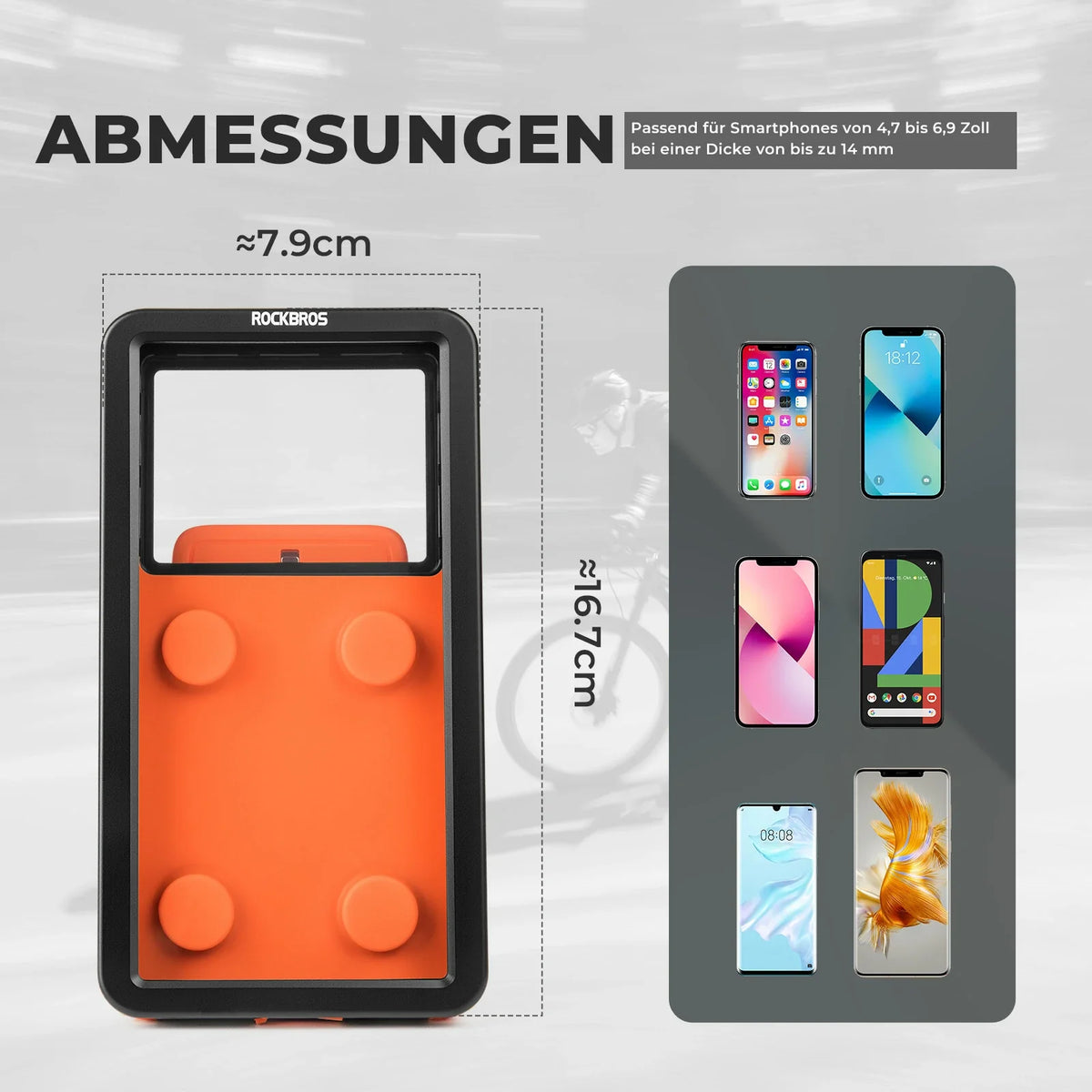 ROCKBROS Support de Téléphone Magnétique pour Vélo, Smartphones 4,7–6,9 pouces, Support de Guidon 22,2–31,8 mm