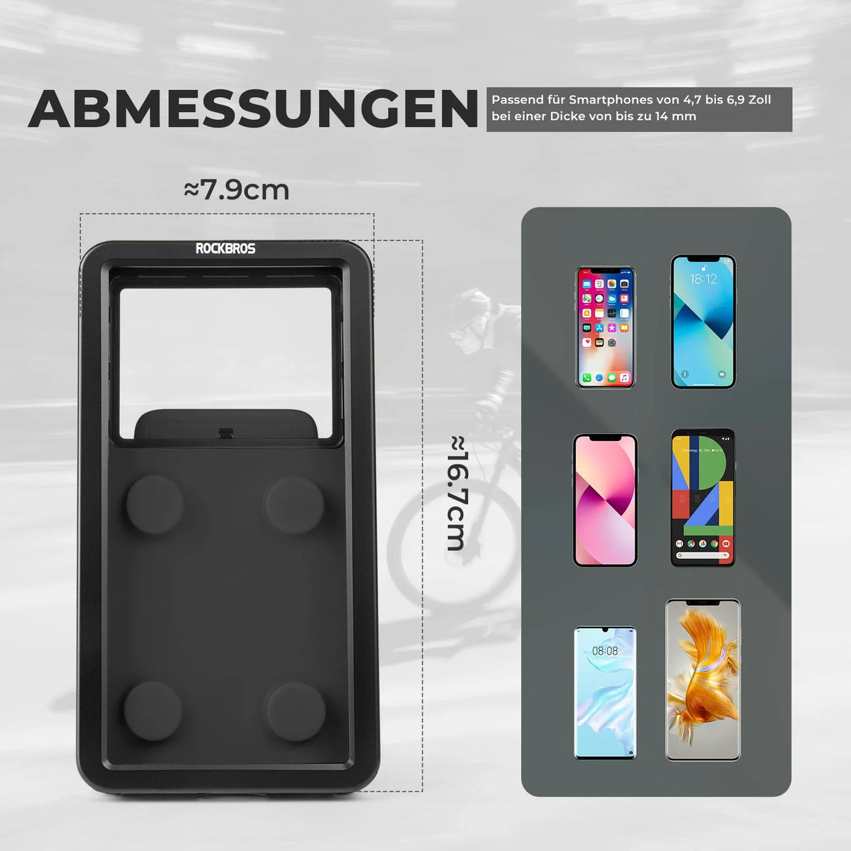 ROCKBROS Support de Téléphone Magnétique pour Vélo, Smartphones 4,7–6,9 pouces, Support de Guidon 22,2–31,8 mm