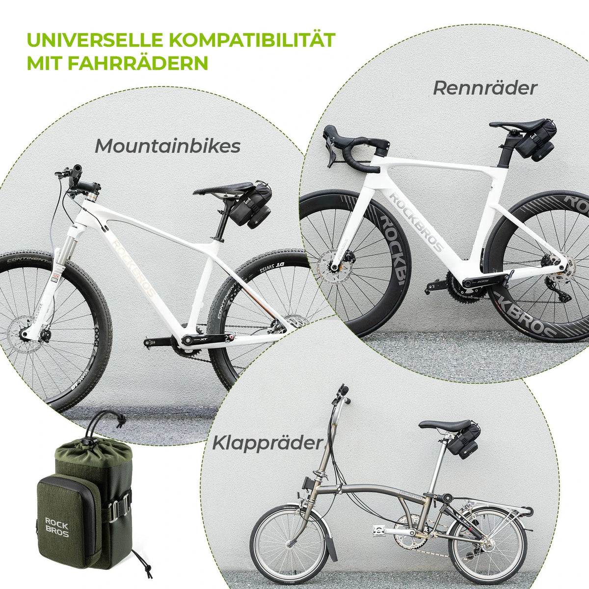 ROCKBROS Sac de selle de vélo avec porte-bidon et mini sac de selle portable 0,3L